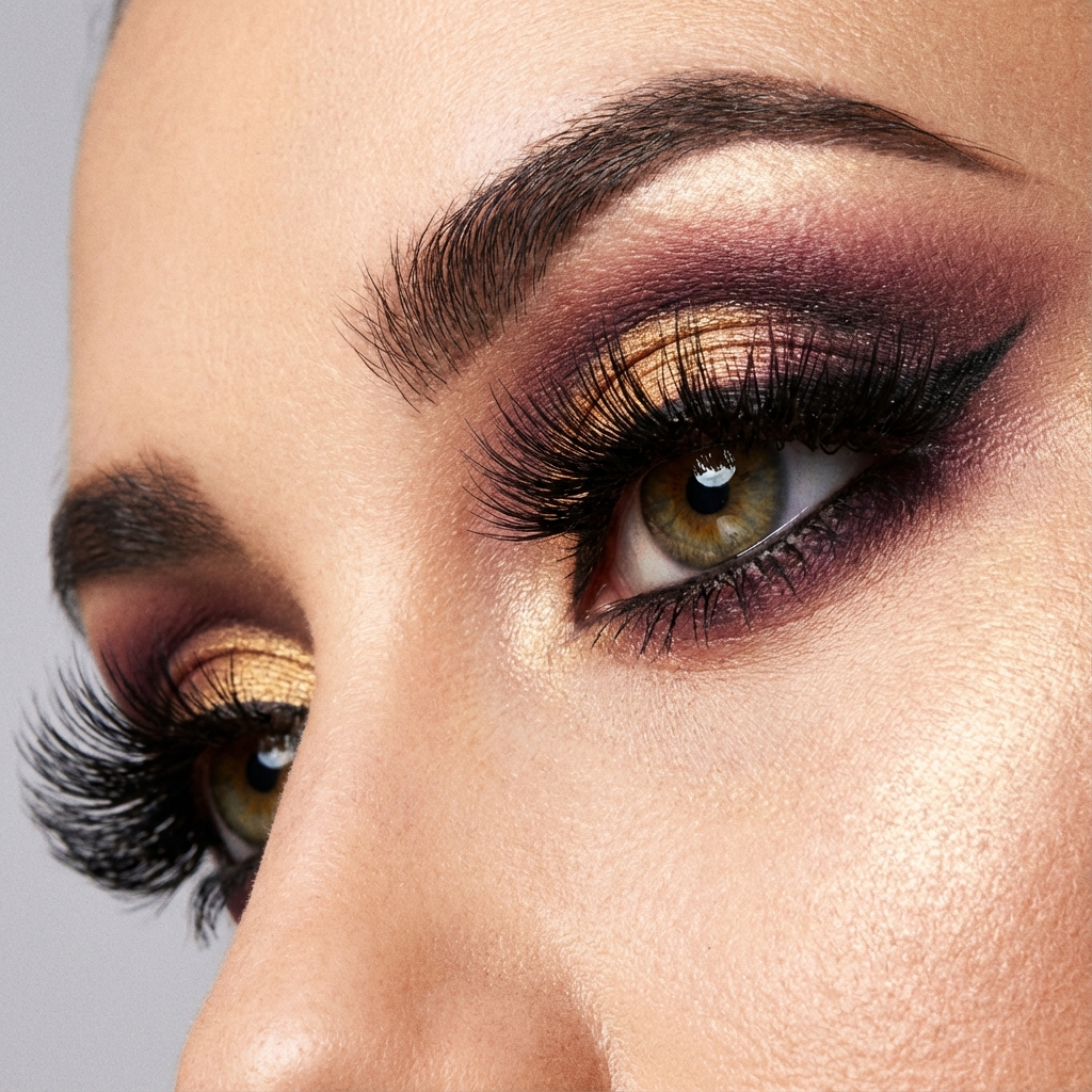 مكياج عيون مع تركيب رموش
